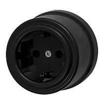 Розетка с заземляющим контактом,серия "ЛИЗЕТТА", пластик, цвет Черный Bironi