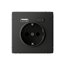 ArtGallery Базальт Розетка 16А с 2 USB A+C, 5В/2,4А/3,0А, 2х5В/1,5А, механизм Systeme Electric (Schneider Electric)