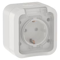 TORS Розетка 1-местная заземляющим контактом и крышкой 16А IP55 TS320 белый IEK