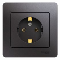 Glossa Графит Розетка с заземлением (в сборе с рамкой) Systeme Electric (Schneider Electric)