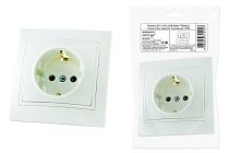 Розетка 2П+З 16А 250В белая "Таймыр" (пром. упак., бакелит. основание)  TDM