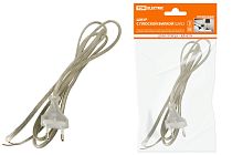 Шнур с плоской вилкой ШУ02 ШВВП 2х0,75мм2 1,7 м. прозрачный  TDM