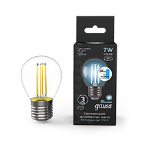 Лампа светодиодная Gauss Filament Шар E27 7Вт 580lm 4100K Лампа светодиодная Gauss Filament Шар E27 7Вт 580lm 4100K