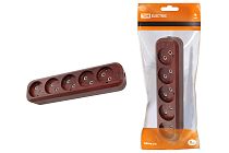 Колодка розеточная 5 гнезд 2П б/з 10А 250В "Эко" (бук)  TDM