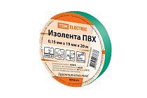 Изолента ПВХ 0,15х19мм Зеленая 20м  TDM