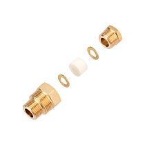 Сальник REXANT с двойной резьбой 1/2 и 3/4 для ввода кабеля в трубу, никелированная латунь Сальник REXANT с двойной резьбой 1/2 и 3/4 для ввода кабеля в трубу, никелированная латунь