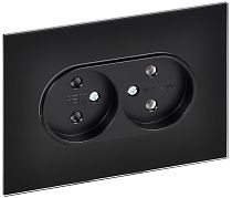 SKANDY Розетка 2-местная без заземления без защитных шторок для плоской вилки 10А SK-R03Bl стекло черный IEK