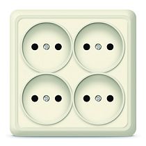 Розетка четырехместная квадратная серия "Олимп" б/з, о/у, 16А, 220В, "слоновая кость" (еврослот) UNIVERSAL