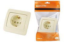 Розетка 2П+З 16А  c защитными шторками сл. кость "Валдай"  TDM