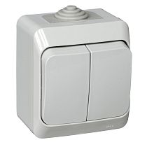 ЭТЮД открытая установка Серый Выключатель 2клавишный  IP44 Systeme Electric (Schneider Electric)