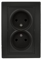 Розетка ЭРА Intro Plano 1-204-05 16А 250В антрацит двойная без заземления