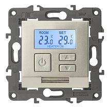 Терморегулятор для теплого пола _ отопления ЭРА Elegance 14-4111-04 электронный СУ шампань