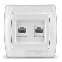 Розетка компьютерная двухместная серия "Маргарита",с/у, 1А, RJ45, белая (еврослот) UNIVERSAL