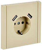 FORTE&PIANO Розетка 1-местная с заземлением с защитными шторками винтовое крепление 16А USB A+A 3,1А FP445 ваниль IEK