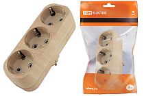 Блок на 3 гнезда 2П+З плоский 16А 250B "Эко" (сосна)  TDM