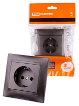 Розетка 2П+З 16А 250В шоколад "Лама"  TDM