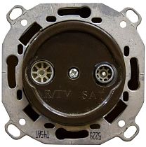 Розетка R/TV-SAT,оконечная,для скрытого монтажа,серия "ШЕДЕЛЬ",механизм,накладка, цвет Коричневывй Bironi