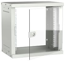 Шкаф настенный 19" 9U 550х350мм стеклянная дверь серый GENERICA