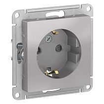 AtlasDesign Алюминий Розетка с заземлением, со шторками 16А Systeme Electric (Schneider Electric)