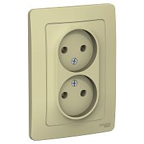 Blanca скрытая установка Бежевый Розетка двойная без заземляющего контакта без шторок, 16А Systeme Electric (Schneider Electric)