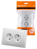 Розетка двойная 2П 10А 250В белая "Лама"  TDM