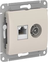 Glossa Молочный Розетка двойная ТВ + компьютерная RJ45, кат. 5Е, механизм Systeme Electric (Schneider Electric)