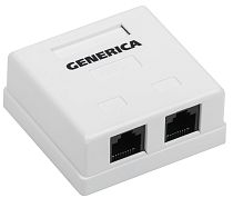 Розетка информационная RJ45 кат.5е UTP 2 порта настенная GENERICA IEK