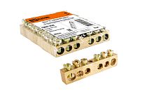 Шина "N" нулевая 8х12мм  6/1 (6 групп/крепеж по центру)  TDM Шина "N" нулевая 8х12мм  6/1 (6 групп/крепеж по центру)  TDM