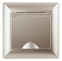 Розетка ЭРА Intro Solo 4-203-04 с заземлением 2P+E Schuko с крышкой, 16А-250В, IP20, скрытой установки, шампань