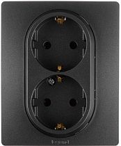 ETIKA Розетка 2-местная с заземлением без защитных шторок в сборе 16А антрацит