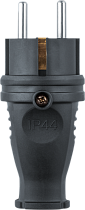 Вилка Navigator NCA-PLR02-16A-E-IP44-BL прямая с заземлением каучук черная