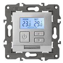 Терморегулятор для теплого пола _ отопления ЭРА Elegance 14-4111-03 алюминий электронный СУ