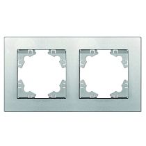 Рамка двухместная горизонтальная UNIVERSAL серия "Афина" серебро (еврослот)