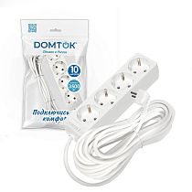 Удлинитель быт. "DOMTOK" 4гн., ПВС 3*1, 3,5кВт, с/з 10м