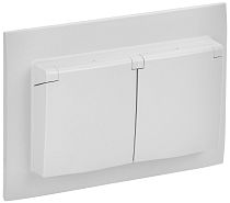 SKANDY Розетка 2-местная и крышкой 16А в сборе IP44 SK-R12W арктический белый IEK