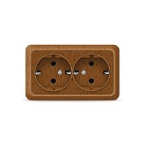 Розетка двухместная серия "Олимп" с/з, о/у, 16А, 220В, бук (еврослот) UNIVERSAL