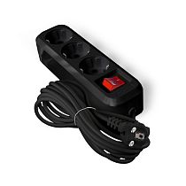 Удлинитель бытовой  S-303 ПВС 3*1 3 гнезда с заземлением выкл 5м черный UNIVERSAL