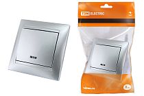 Выключатель 1 кл. с подсветкой 10А серебр. металлик "Лама"  TDM