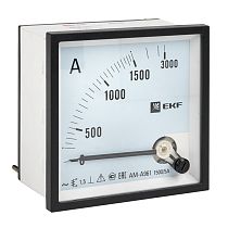Амперметр AMA-961 аналоговый на панель (96х96) квадратный вырез 1500А трансф. подкл. EKF Амперметр AMA-961 аналоговый на панель (96х96) квадратный вырез 1500А трансф. подкл. EKF