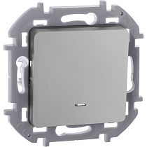 INSPIRIA Выключатель 1-клавишный с подсветкой/индикацией 10А безвинтовое крепление алюминий