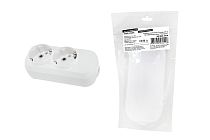 Колодка розеточная 2 гнезда 2П+З 16А 250В белая серии "Народная" TDM