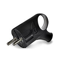 Вилка угловая с ушком с заземлением черная 16А 250В UNIVERSAL