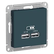 AtlasDesign Изумруд Розетка USB 2-ая, 5В, 2,1 А Systeme Electric (Schneider Electric)