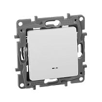 ETIKA Выключатель 1-клавишный проходной с подсветкой/индикацией 10А безвинтовое крепление белый