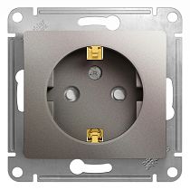 Glossa Платина Розетка с заземлением со шторками Systeme Electric (Schneider Electric)