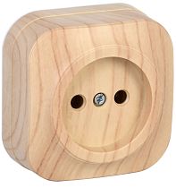 Розетка одноместная для открытой установки РС20-2-ХС без заземления 10А GLORY сосна  IEK