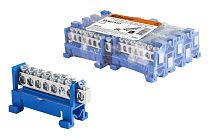 Шина "N" нулевая с изолятором на DIN-рейку 6x9мм стойка мал. 8 групп никелированная  TDM