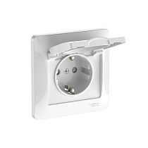 Glossa Белый Розетка с зазем. со шторк. с крышк., 16А, IP20, в сборе, быстрозажим. клемм
