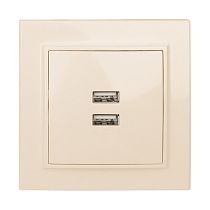 Минск Розетка USB 2-местная СП 2,1А бежевая EKF Минск Розетка USB 2-местная СП 2,1А бежевая EKF