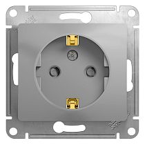 Glossa Алюминий Розетка с заземлением со шторками Systeme Electric (Schneider Electric)